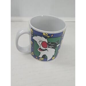Vtg Sakura Looney Tunes Sylvester Cat Tweety Bird Coffee Mug Frenemies Green‎